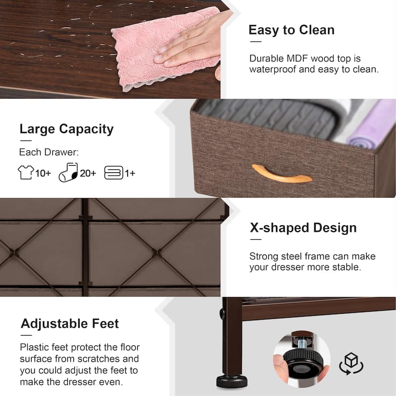 Home Extra Wide Closet Dresser Storage Tower Organizer Unit 9 Drawers