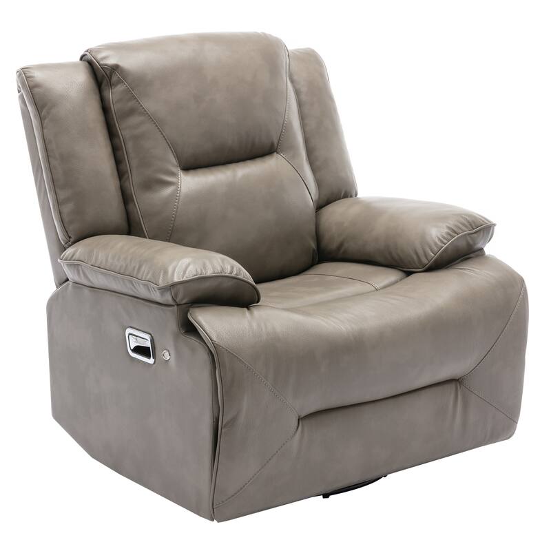 360° Swivel and Rocking Home Theater Recliner Manual Recliner Chair with a LED Light Strip for Living Room,Bedroom, Black