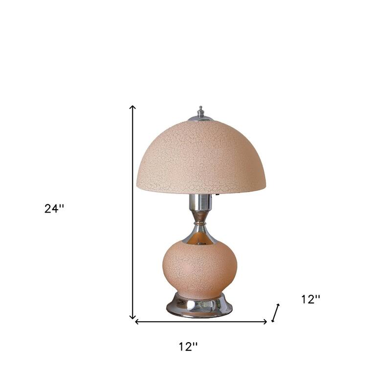 Contemporary 24" Silver LED Table Lamp with Pink Dome Shade and Metal Base for Bedroom or Any Room - 24"H x 12"W x 12"D