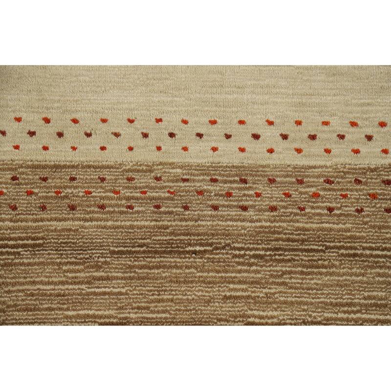 Hand Knotted Oriental 100% Wool Carpet Tribal Tribal Beige & Ivories Gabbeh Area Rug - 7' 6'' X 5' 5''