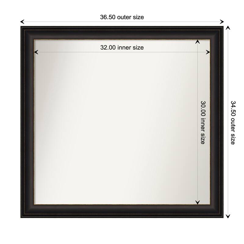 Trio Oil Rubbed Bronze Framed Non-Beveled Custom Wall Mirror, Bathroom Vanity Mirror - Outer Size: 36.5 x 34.5