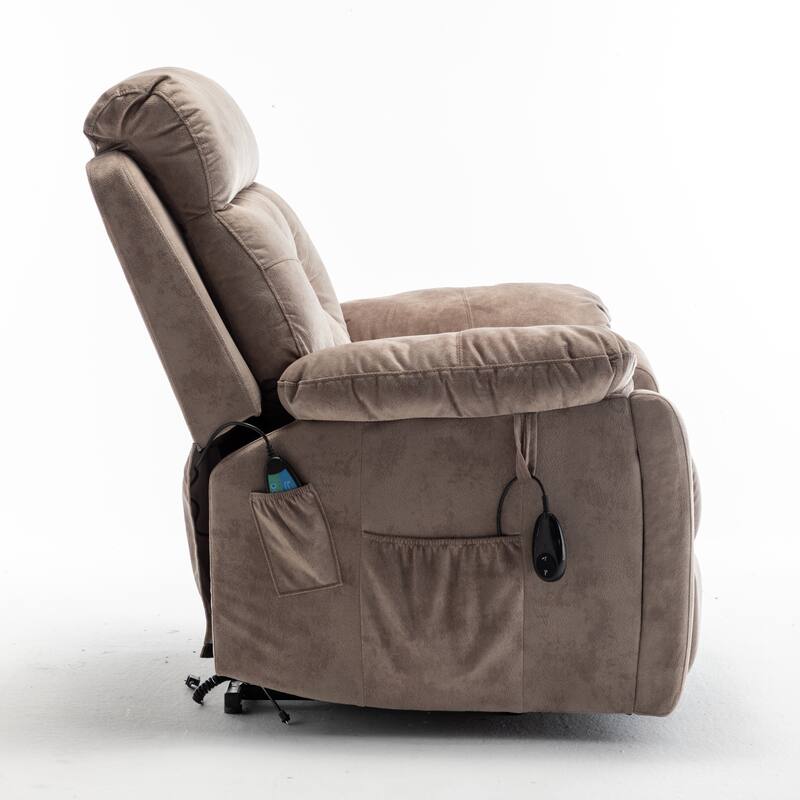 Power Lift Recliner Chair with Heat & Massage, Electric Lift Chair with Hidden Cup Holder, Oversized Lounge Sofa Chair