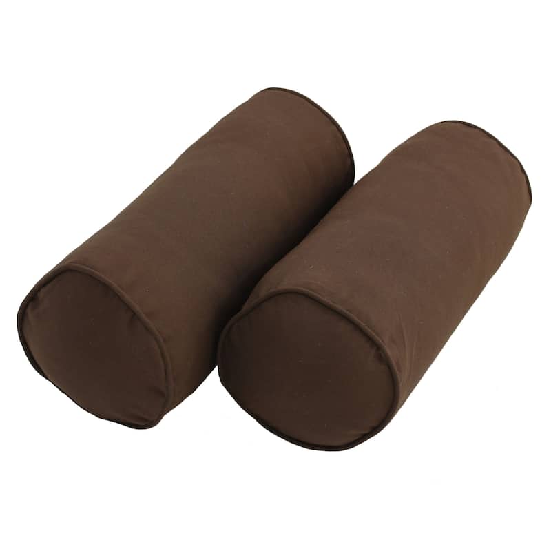 20-inch by 8-inch Twill Bolster Pillows (Set of 2) - Chocolate