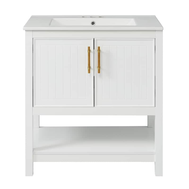 Merax Bathroom Vanity with Ceramic Sink and Versatile Storage