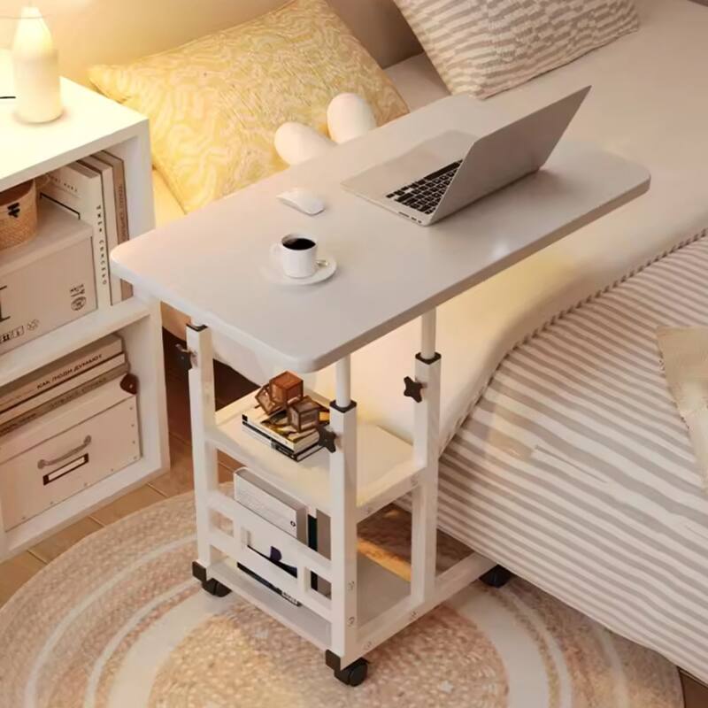 Small Mobile Standing Desk, Adjustable Height Portable Rolling Desk, Tiltable Desk C Shaped End Table For Couch