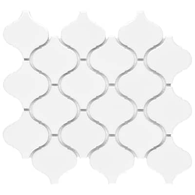 Merola Tile Metro Lantern Glossy White 9-1/2" x 10-3/4" Porcelain Floor and Wall Tile