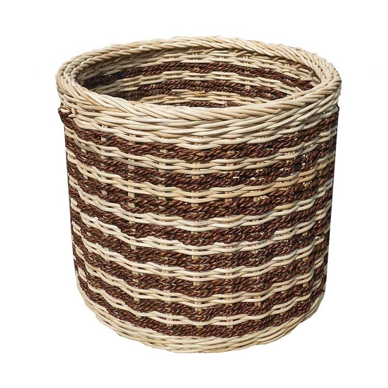 Abaca Stripe Round Storage Basket