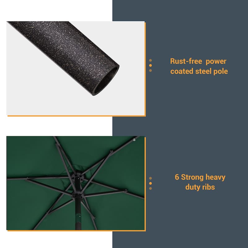 LIVOOSUN Patio 7.5 FT LED Market Umbrella,Table Umbrella w/Tilt Button