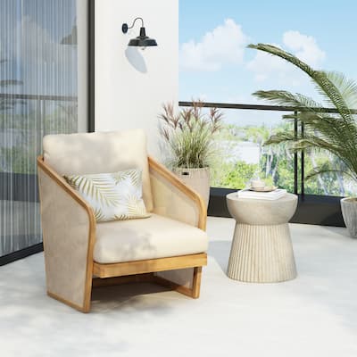 Christopher Knight Home - Carl Acacia Wood Outdoor Club Chair With Table Set