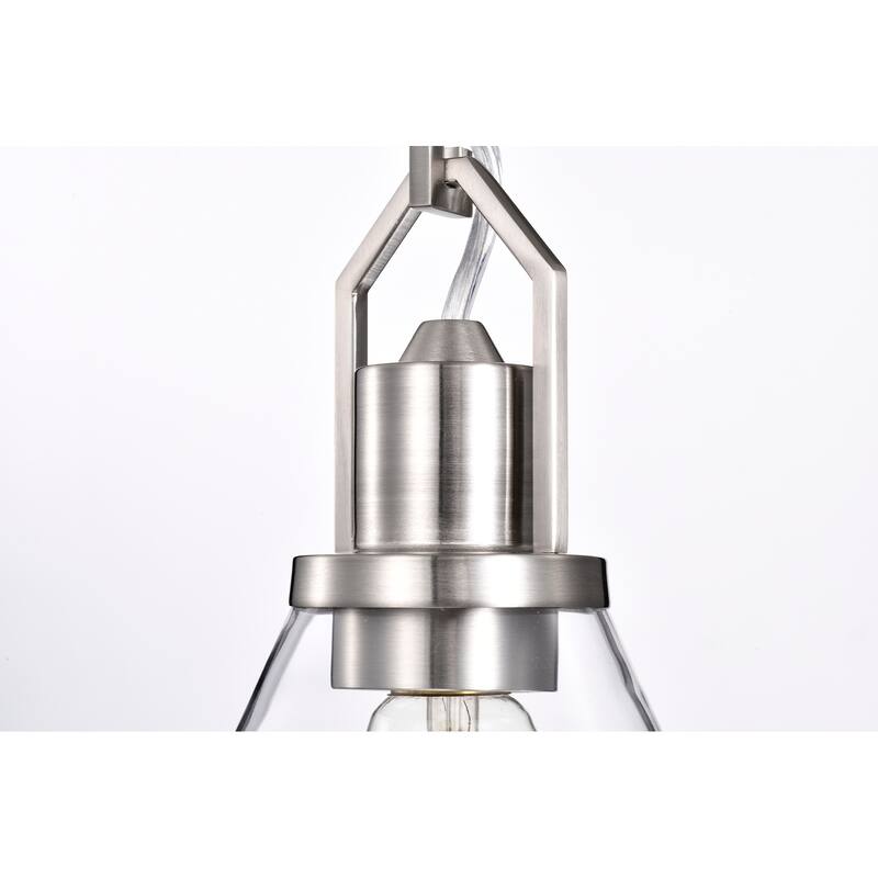 Brushed Nickel 1-Light Mini Pendant with Clear Cone Glass Shade - Brushed Nickel