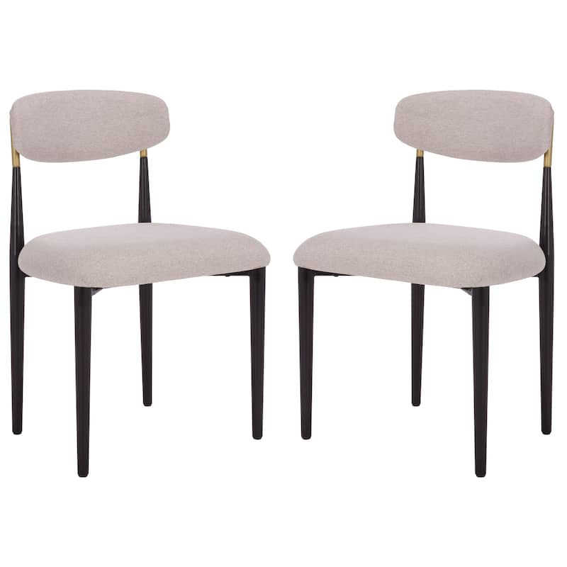 SAFAVIEH Home Covelle Dining Chair (Set of 2) - 21"W x 20"D x 32"H - Black Gold/Dove Grey