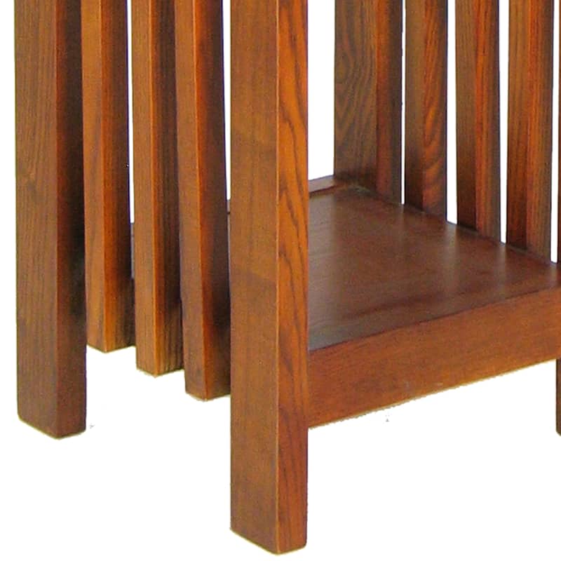 30 Inch Wooden Flower Stand with Bottom Shelf and Slatted Sides, Brown