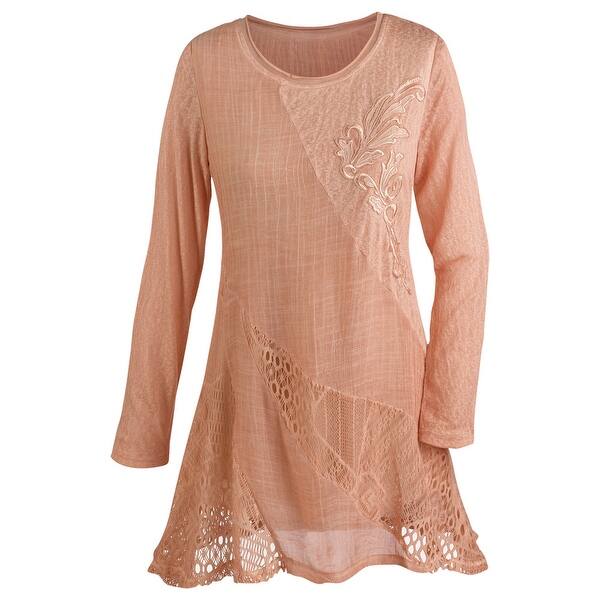 Shop Women S Tunic Top Lightweight Lace Peach 3 4 Sleeve Shirt