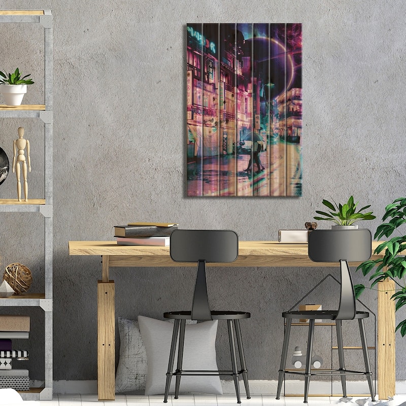Tokyo 2077 Print On Wood by Gab Fernando - Multi-Color