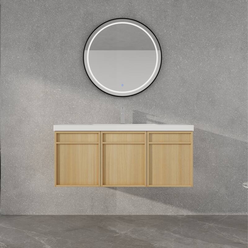 Beingnext 48"/60" Wall-Mounted Bathroom Vanity with Sink, Floating Bathroom Vanity with Soft Close Door - 47.25''W x 19.69''D x 20.88''H
