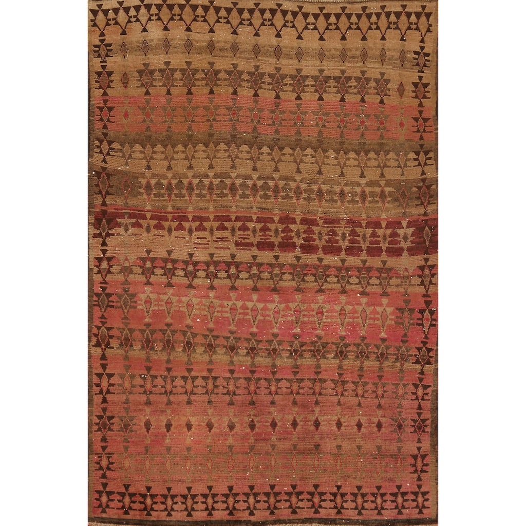 Hand Knotted Oriental 100% Wool Carpet Traditional All-Over Brown Bidjar Area Rug - 7' 1'' X 4' 8''
