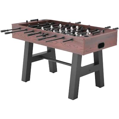 Black Brown MDF Foosball Table 55" with Cup Holders and Scorekeeper - 55.1” Lx 28.6” W x 34” H