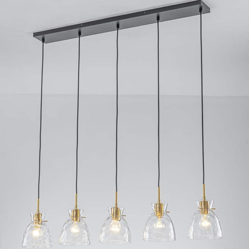 1/3/5-Light Modern Minimalist Clear Glass Pendant Light for Dining Room - 5 Light - Gold