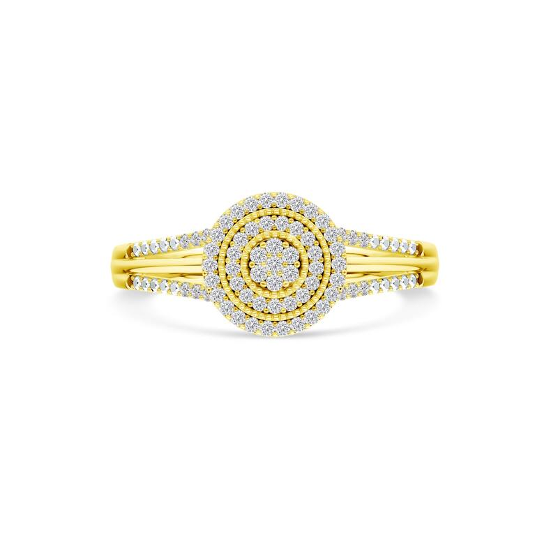 1/6ct TDW Diamond Cluster Halo Engagement Ring in 10K Yellow Gold for Women