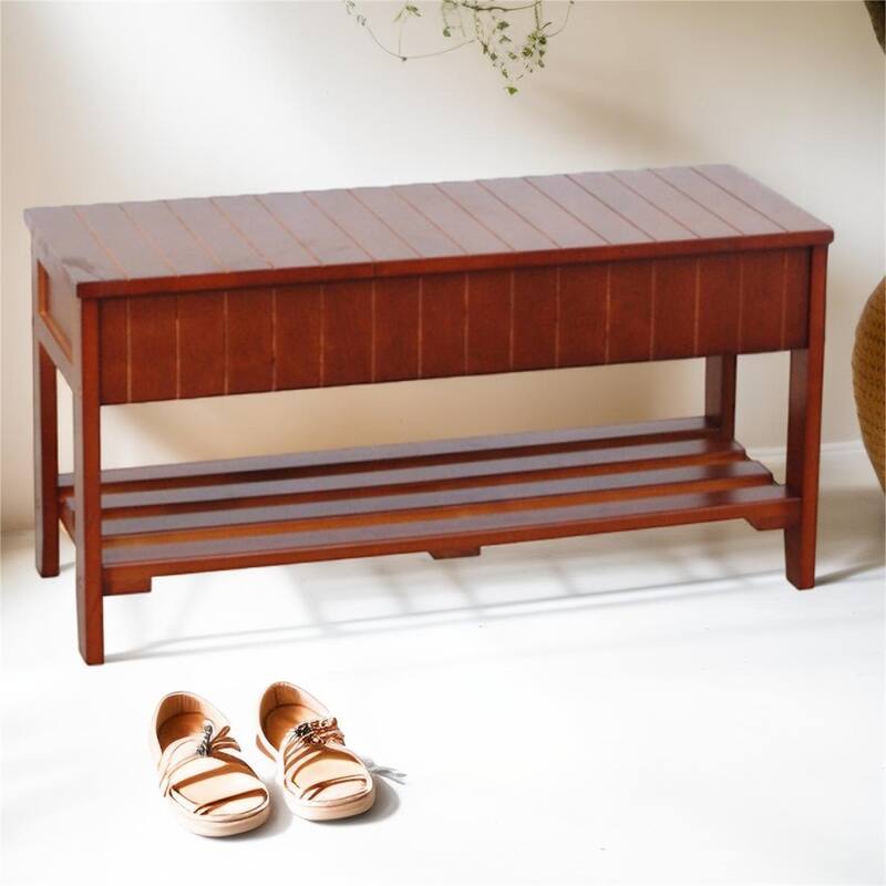 Solid Wood Shoe Bench with Storage and Legs