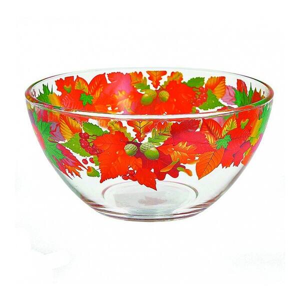 STP-Goods 1.6 qt Fall Colors Durable Glass Salad Serving Bowl