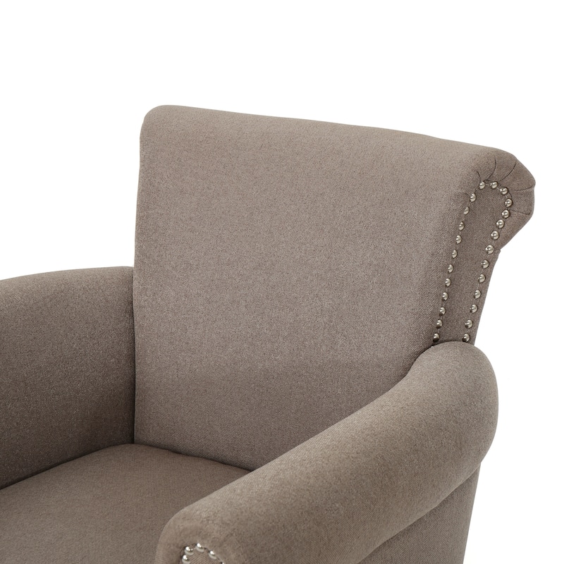Brice Contemporary Scroll Arm Club Chair with Nailhead Trim by Christopher Knight Home