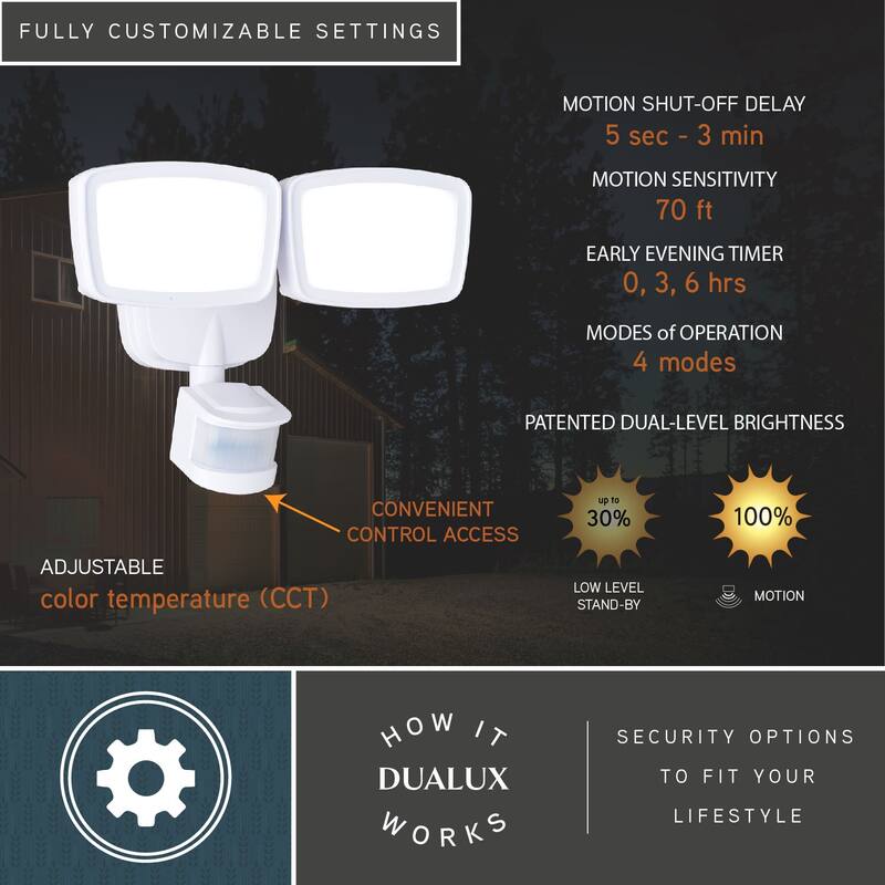 Integrated LED Motion Sensor Dusk to Dawn Outdoor Security Flood Light - 180 Range - 70 Ft