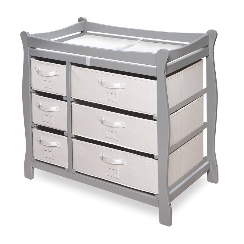 Sleigh Style Baby Changing Table with Six Baskets