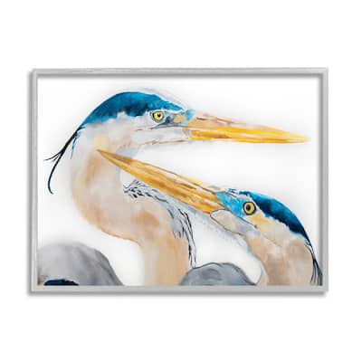 Stupell Great Blue Heron Pairing Bird Waterfowl Pair Portrait Framed Wall Art