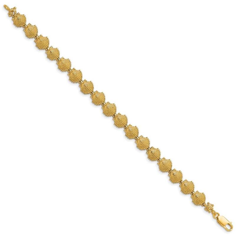 Curata 14k Gold Scallop Shell Bracelet 2 d Text 7 Inch