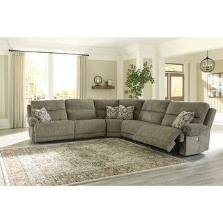 Signature Design by Ashley Lubec Taupe 5-Piece Power Reclining Sectional - 119" W x 119" D x 43" H