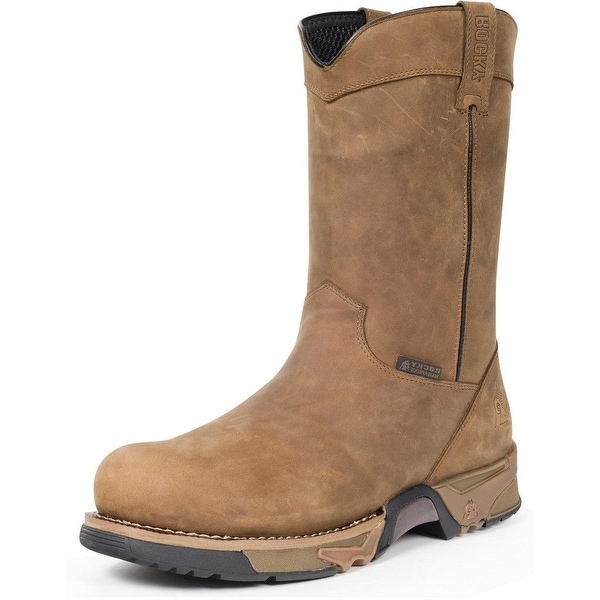 Rocky Work Boots Mens 11" Wellington ST Waterproof Brown