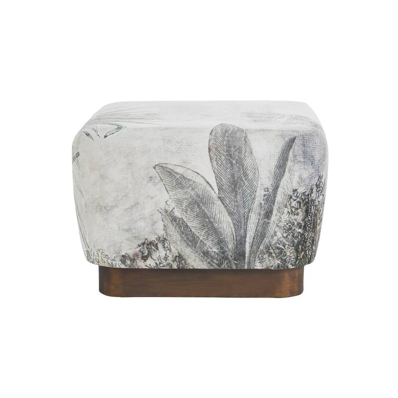 Tangle Poly-Velvet Upholstered Ottoman, Print