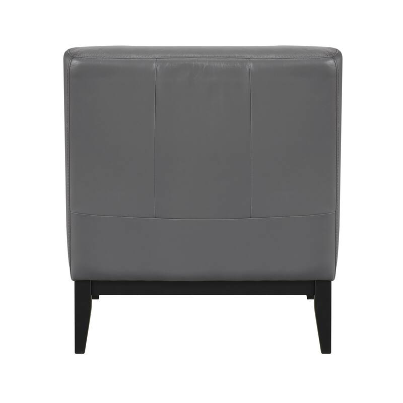 Hayes 28.5" Leather Accent Chair - Black Finish Solid Wood Legs