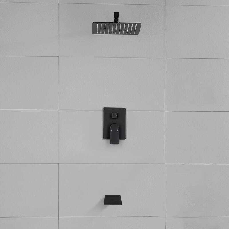 10 Inch Wall Mount Shower System with Waterfall Tub Spout Modern Rainfall Tub Shower Faucet With Rough-in Valve