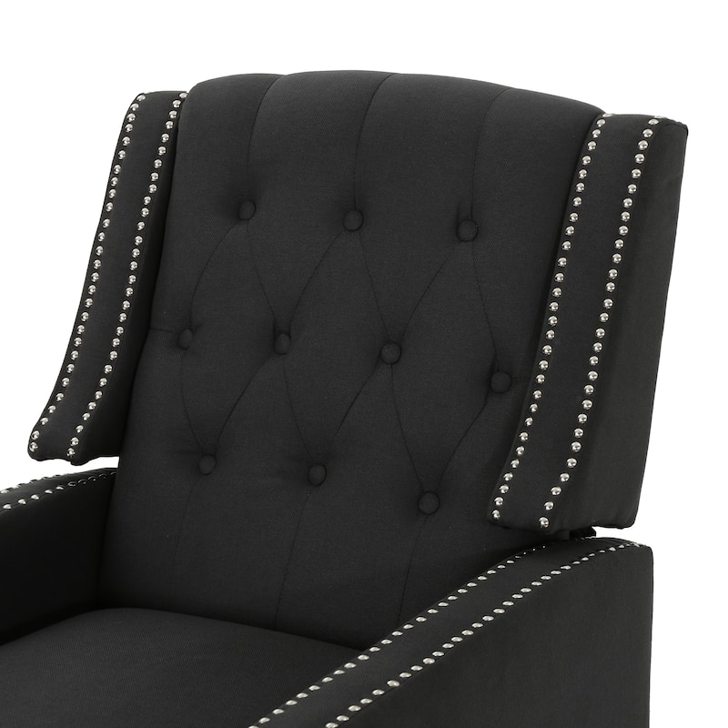 Pushback Recliner Chair, Fabric Armchair Push Back Recliner with Rivet Trim, Mid Century Tufting Accent Chair for Living Room