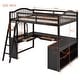preview thumbnail 39 of 52, Wooden Full Loft Bed with U-shaped Desk,Storage Compartments and Tri-fold Mirror