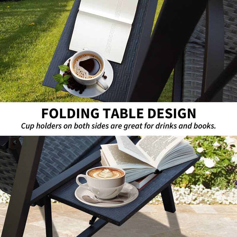 Domi 3-Seat Patio Swing with Adjustable PC Roof and Woven Seats