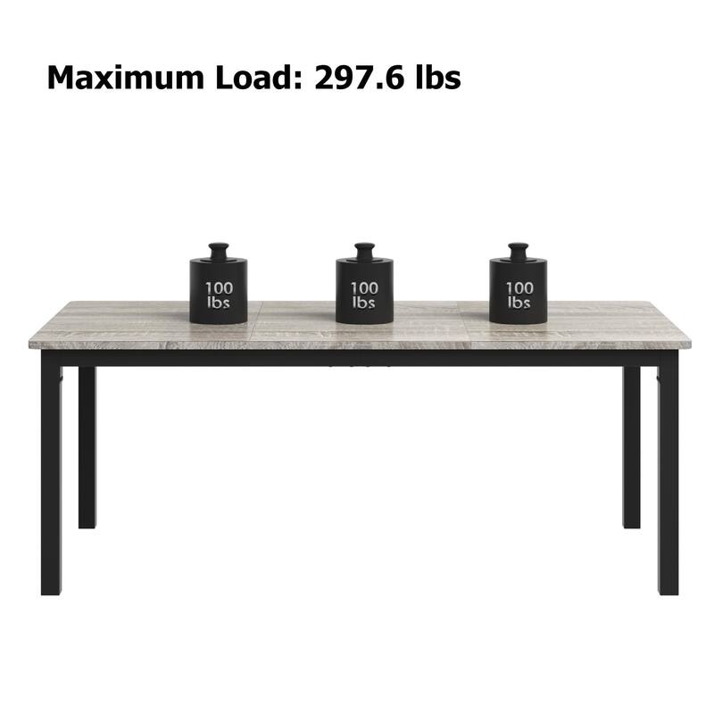 Industrial Dining Table for 6-8 People, with Metal Legs