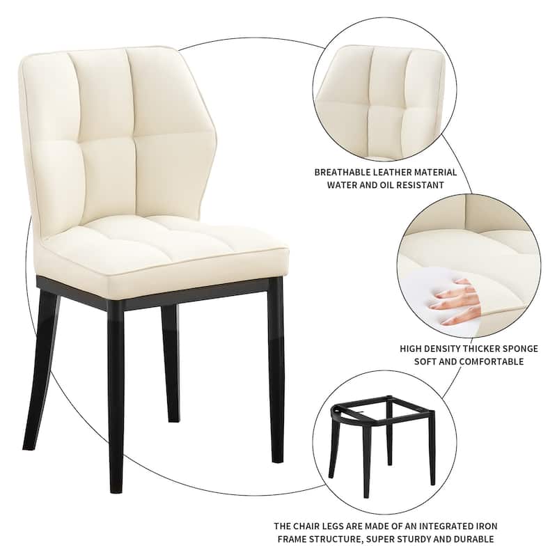 Checkered Faux Leather Upholstered Dining Chairs, Set of 2/4 - 33.7"H x 17.4"W x 17.4"D