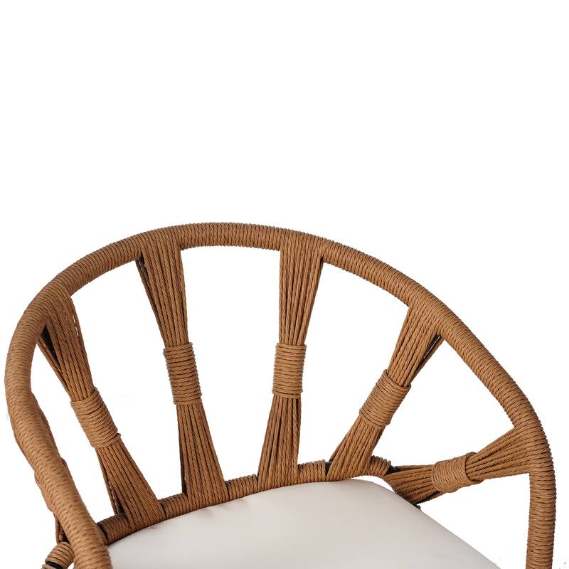 5 Pcs Outdoor Dining Table and Chairs Set, Patio Furniture Sets with PE Rattan Chairs and Rectangular Wood Table