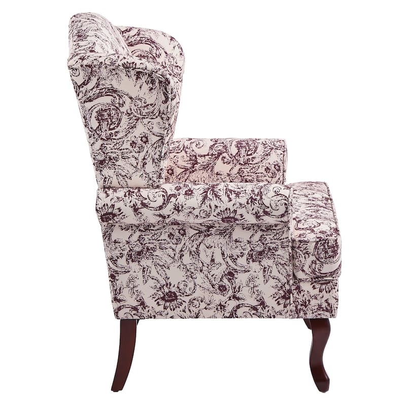 Elegant Living Room Wing Back Arm Chair Upholstered Accent Chair