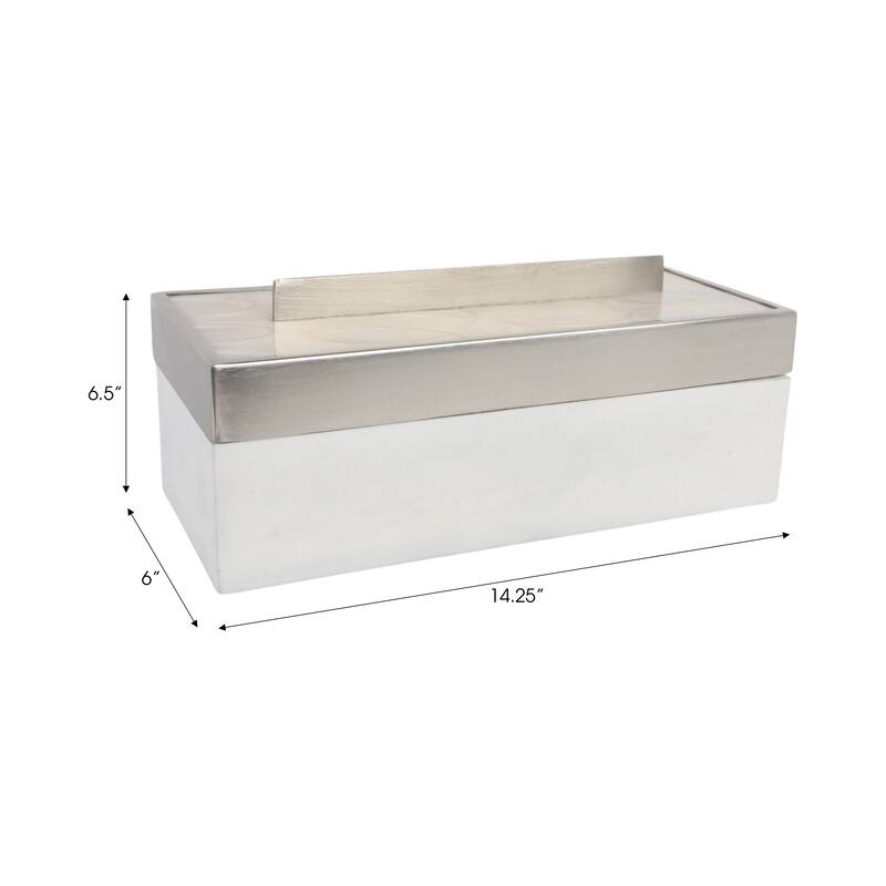 Decorative Wood and Resin Boxes with Removable Lid - 14", White - 14.25"