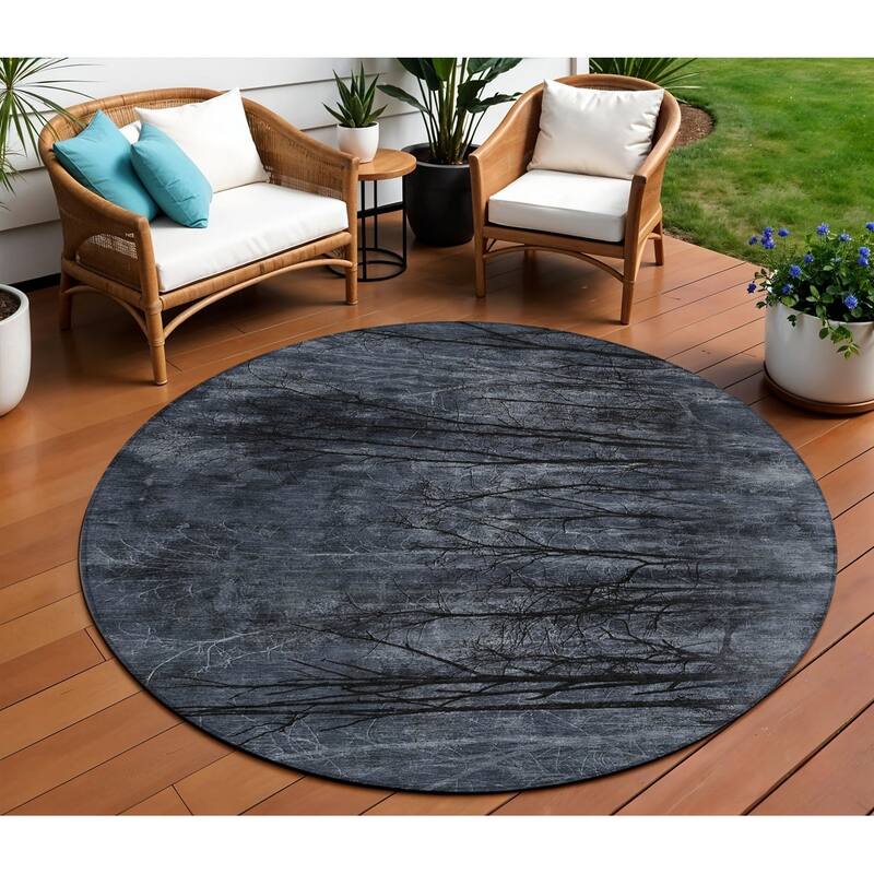 HomeRoots Floral Transitional Rectangle Outdoor Rug - 8' Round