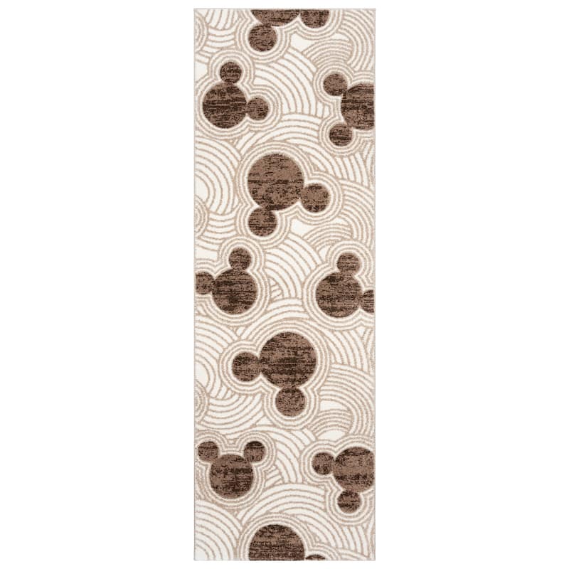Licensed Disney Mickey Mouse Bravo Encore Pop Art Modern Geometric Polypropylene Indoor Area Rug - 2' 7" x 8' - Brown - Runner