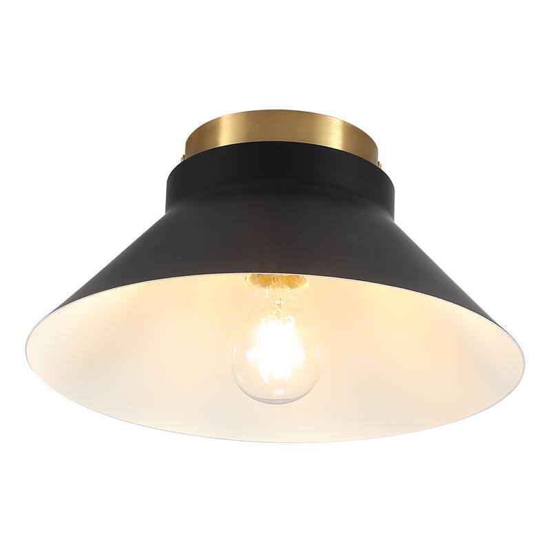 Modern Black Gold Flush Mount Ceiling Light for Hallway Stairway Foyer - Matte Black
