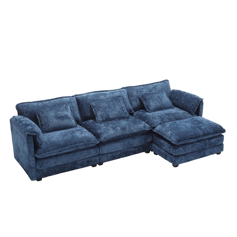 Chenille Fabric L-Shape Comfy Oversized three-seat Modular Sectional Sofa