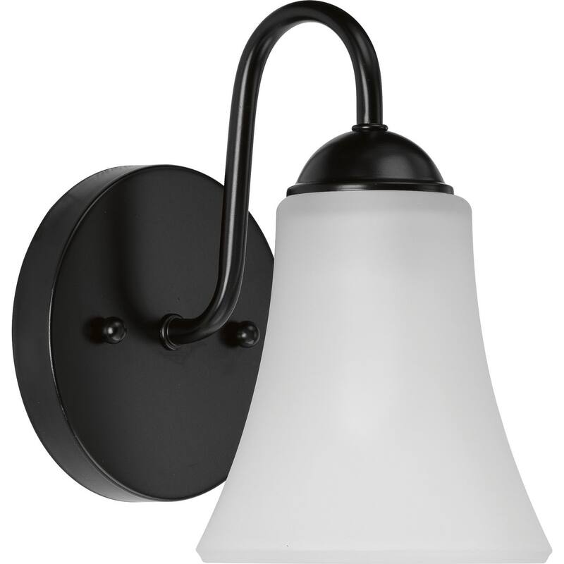 Classic Collection One-Light Matte Black Etched Glass Traditional Bath Vanity Light - 5 in x 7 in x 8 in