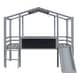 preview thumbnail 8 of 16, Twin Size Loft Bed House Bed with Ladder and Slide with Blackboard and Light Strip on the Roof
