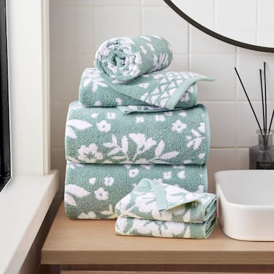 Lucky Brand Folk Floral 6-Piece Bath Towel Set 2 Bath towels 2 Hand towels 2 Washcloths - 28"x54"/16"x26"/12"x12"